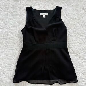 Isaac Mizrahi‎ Black Sleeveless Chiffon Satin Shell Blouse Women’s X-Small EUC